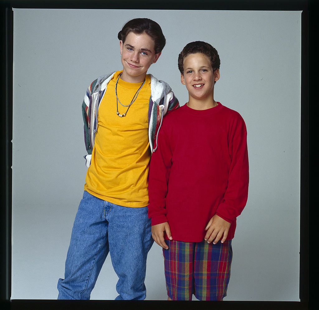 rider is with corey in a promo shot for &quot;boy meets world&quot;