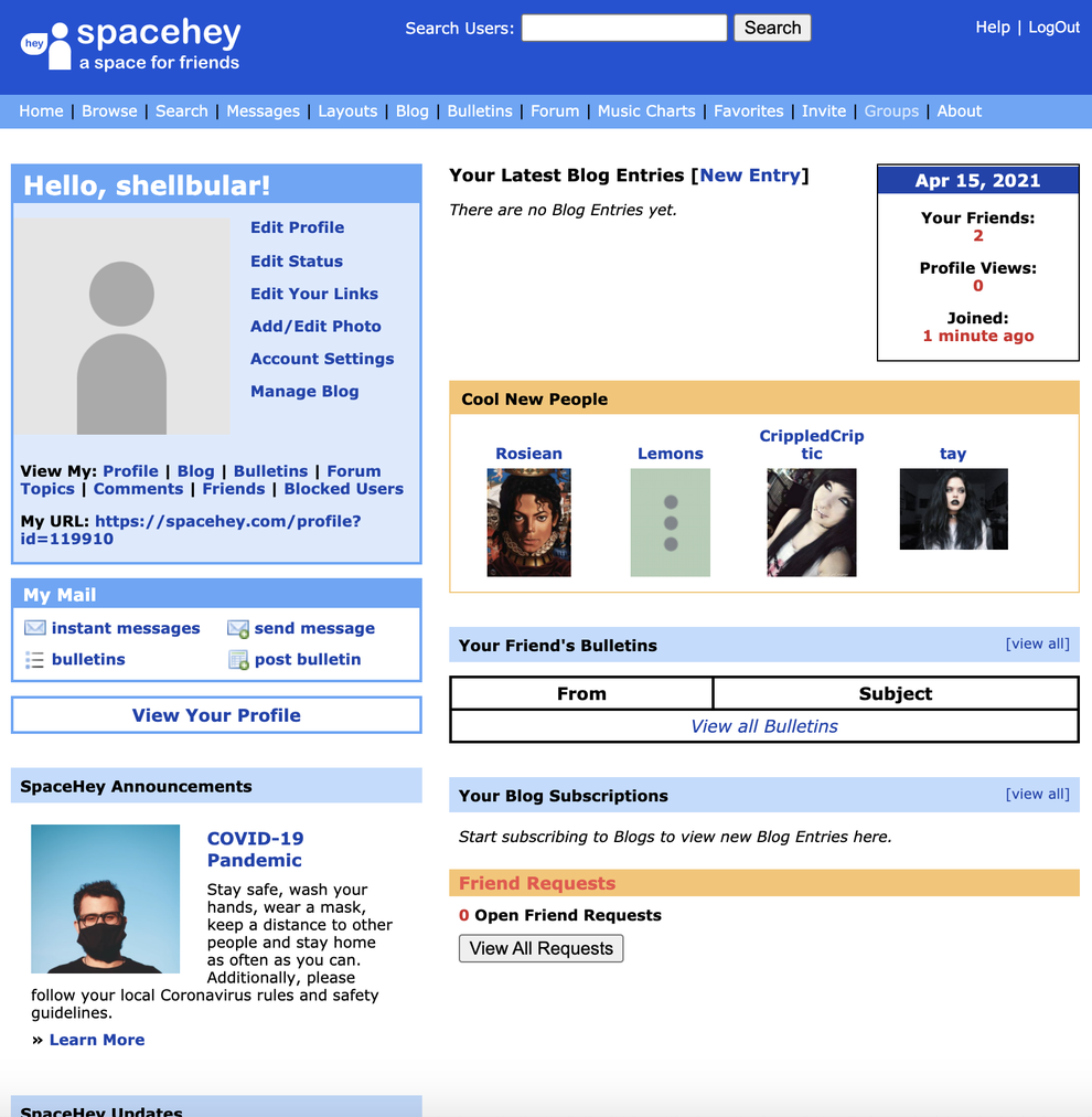SpaceHey Is Literally An Old MySpace And I'm So Excited