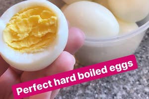 BuzzFeed editor holding a hard boiled egg