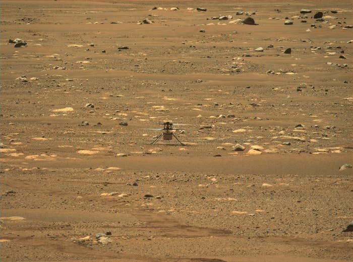 A drone on the middle of a rocky surface