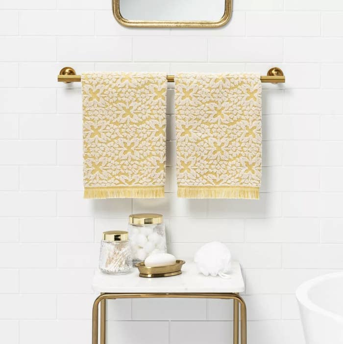 Towels on towel rack