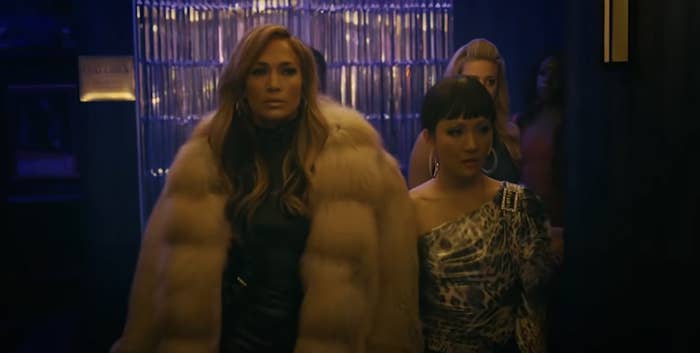 Jennifer Lopez in a giant fur coat in &quot;Hustlers&quot;