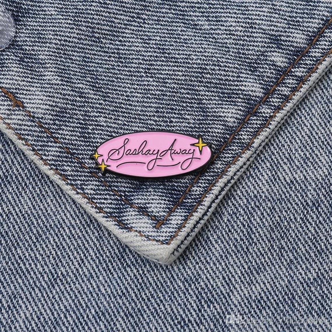 The pin on a jean jacket
