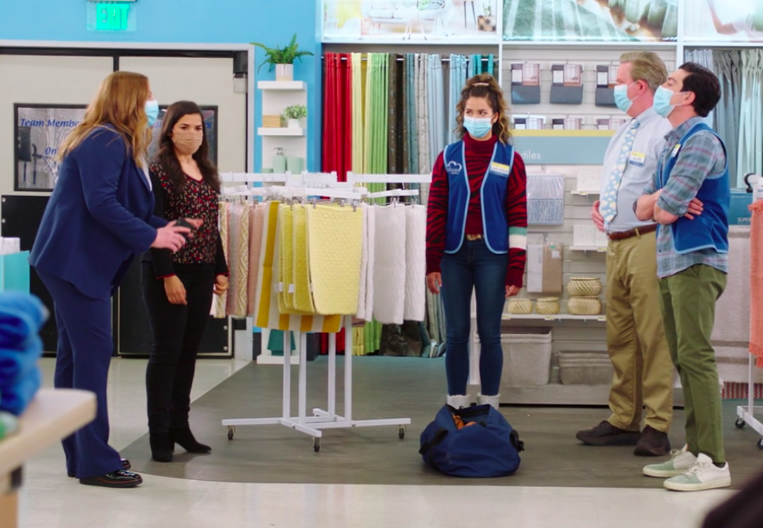 Cloud 9 employees from &quot;Superstore&quot; wearing masks 