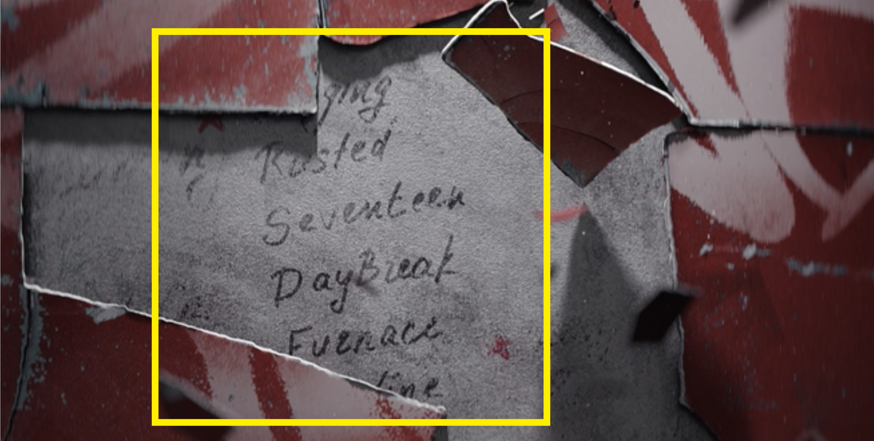 The words &quot;Seventeen. Daybreak&quot; appearing under peeling paper