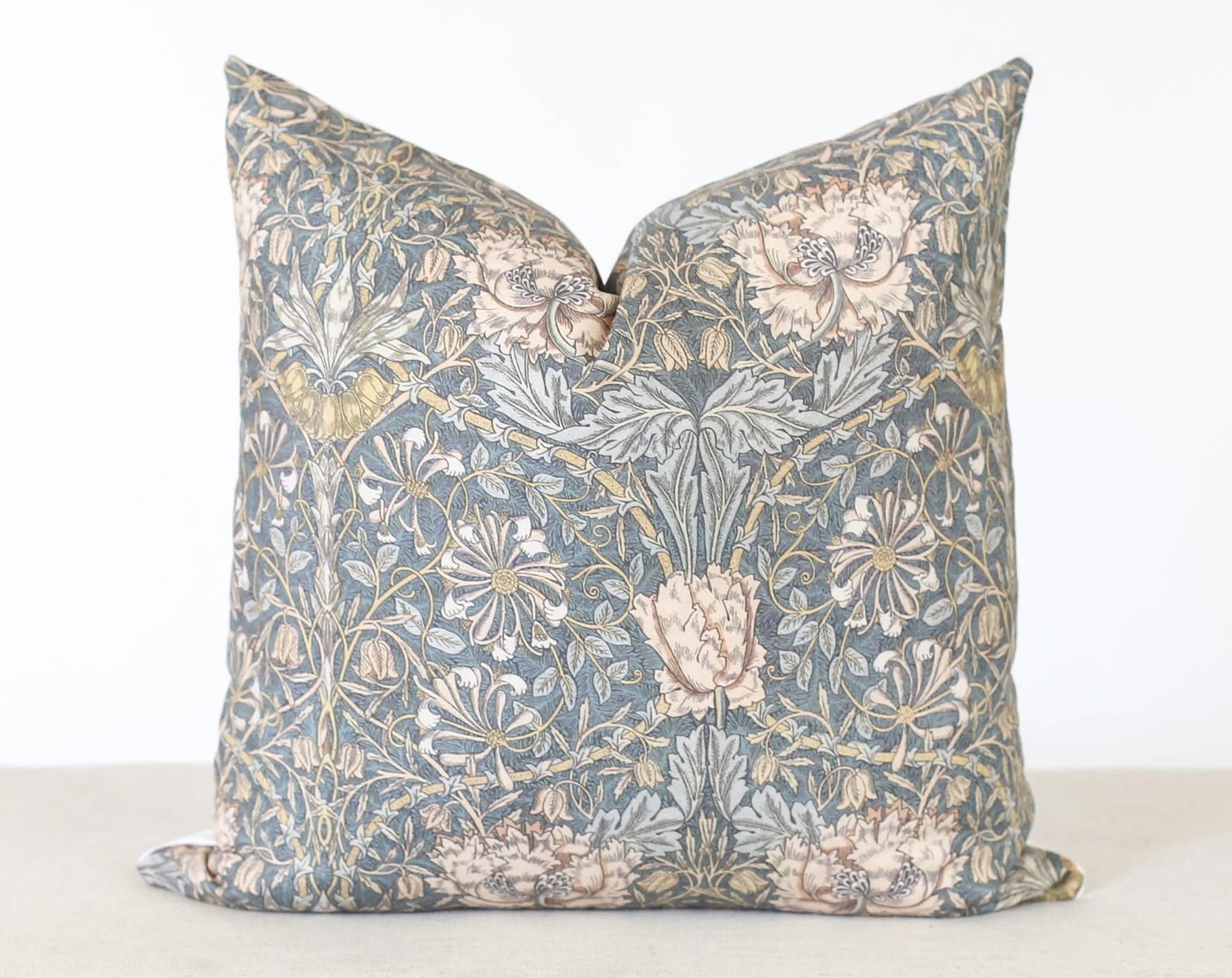 the blue grey floral pillow cover