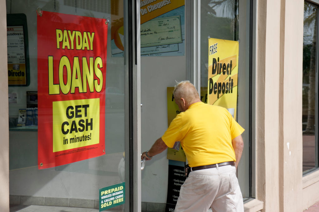 Person entering a payday loans store