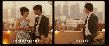 A scene that shows the different between expectations and reality in &quot;500 Days of Summer&quot;
