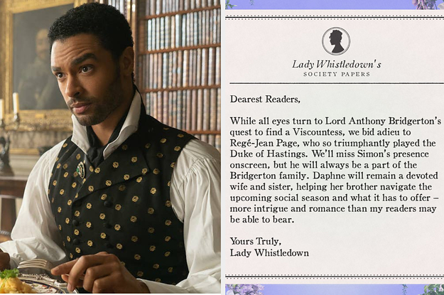 Simon side by side with the Lady Whistledown announcement