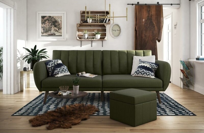 a green convertible couch
