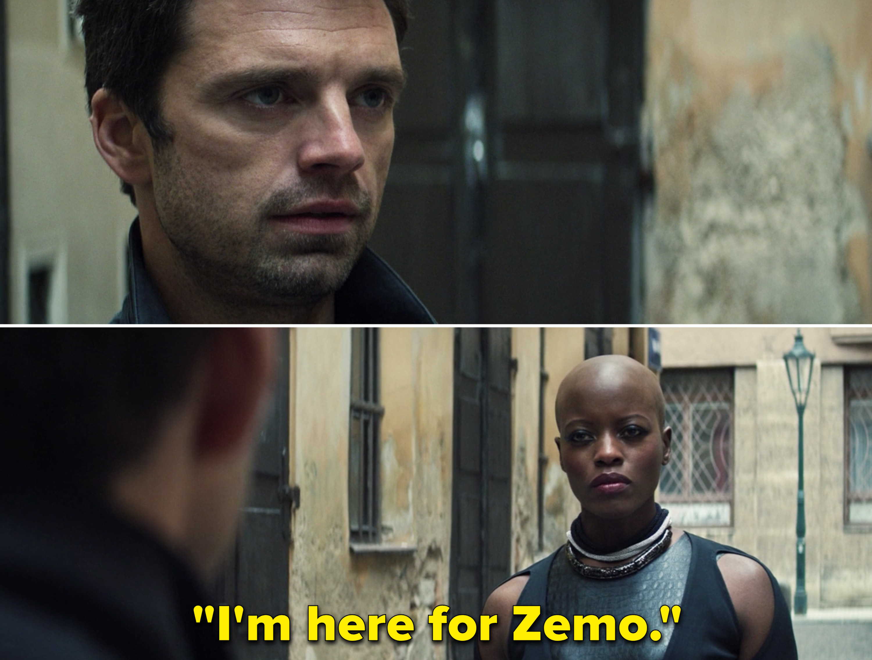 Ayo saying, &quot;I&#x27;m here for Zemo&quot;