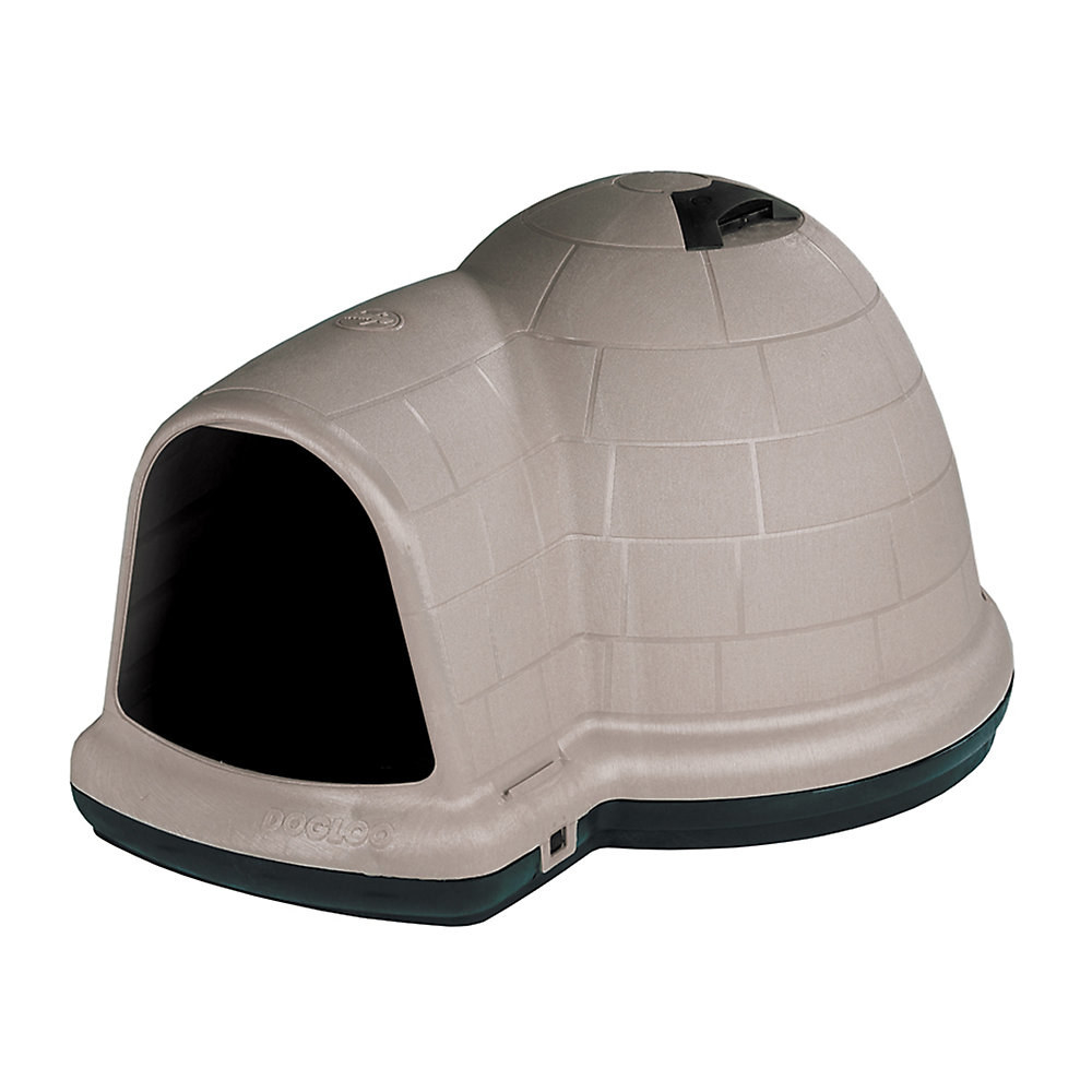 The doghouse shaped like an igloo