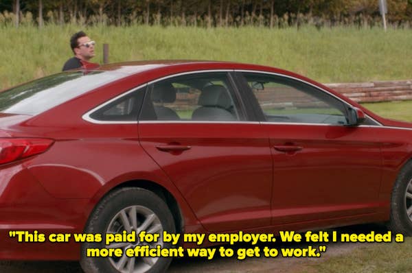 David using a car paid for by his employer
