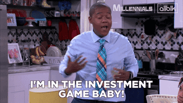 A person swings their arms open and says &quot;I&#x27;m in the investment game, baby&quot;