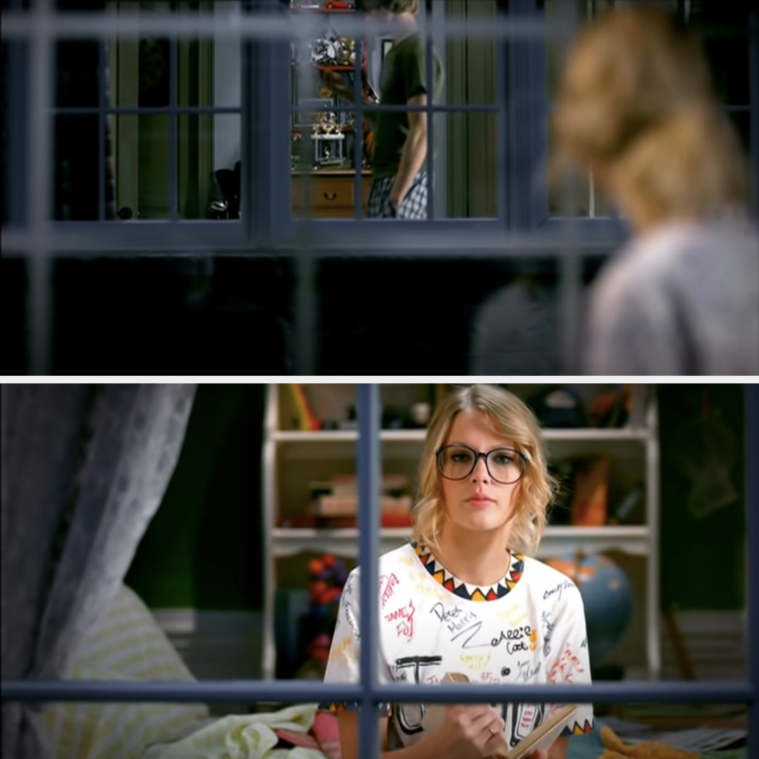 Taylor watching her neighbor through her bedroom window