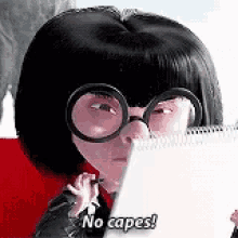 Edna Mode from the Incredibles sketching a super suit for the Par family because she&#x27;s a fashion icon