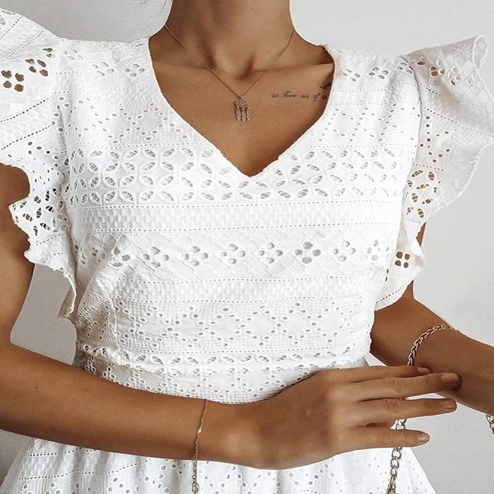 A close up of the material of the dress