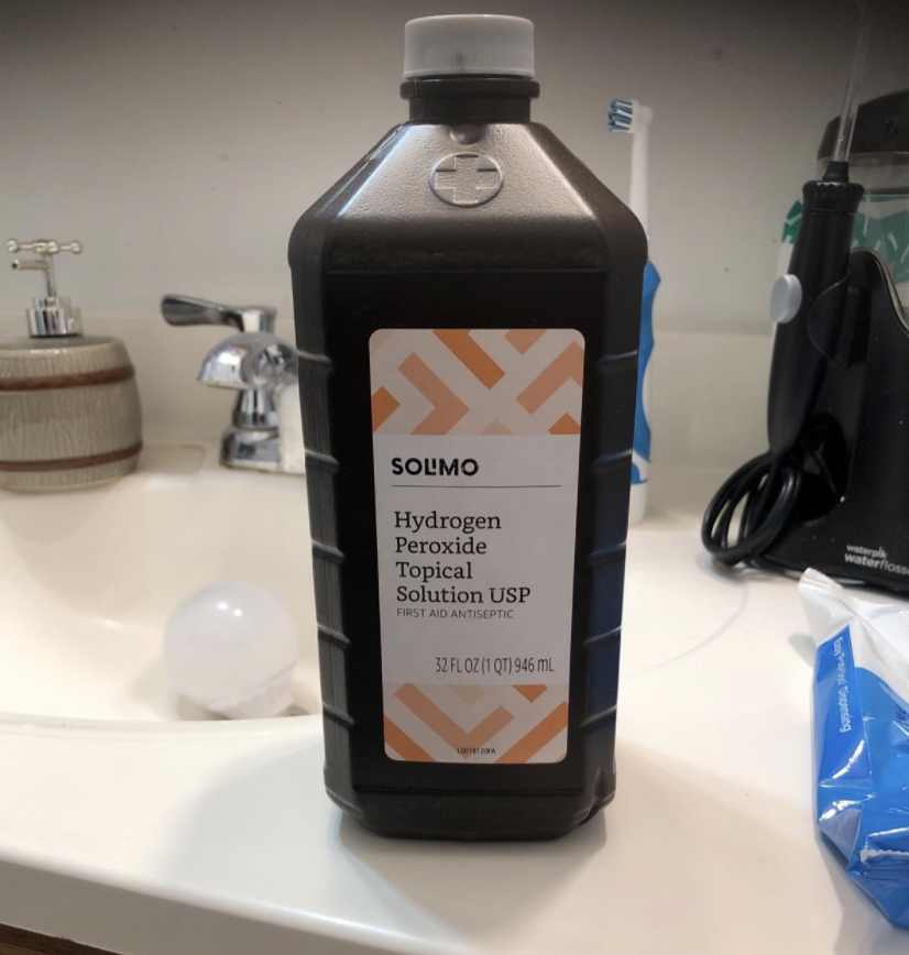A reviewer's bottle of peroxide