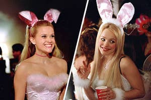 Both Elle Woods and Regina George dressed as sexy bunnies for costume parties