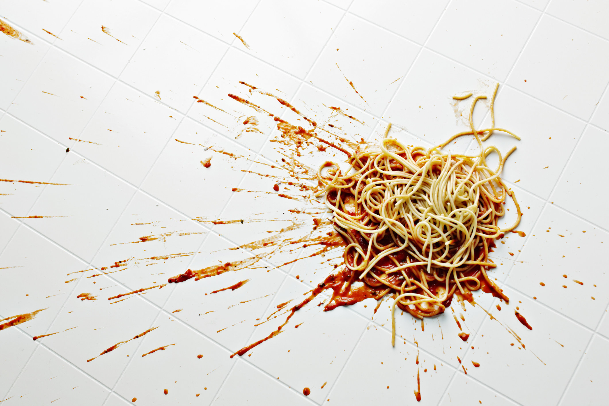 spaghetti spilled on ground
