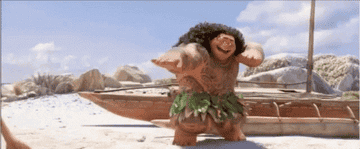 A gif of Maui from the movie Moana saying, &quot;You&#x27;re welcome!&quot;