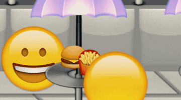 cartoon eating a hamburger