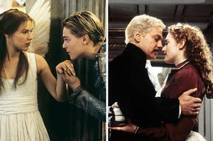 Clare Danes and Leonardo DiCaprio in Romeo and Juliet, Kenneth Brannagh and Kate Winslet in Hamlet