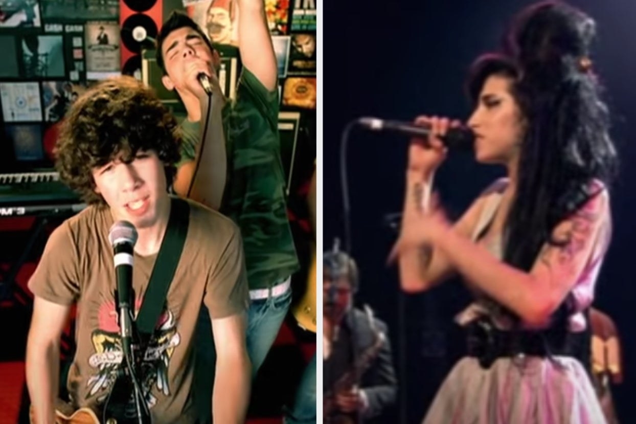Stills of the Jonas Brothers and Amy Winehouse performing 