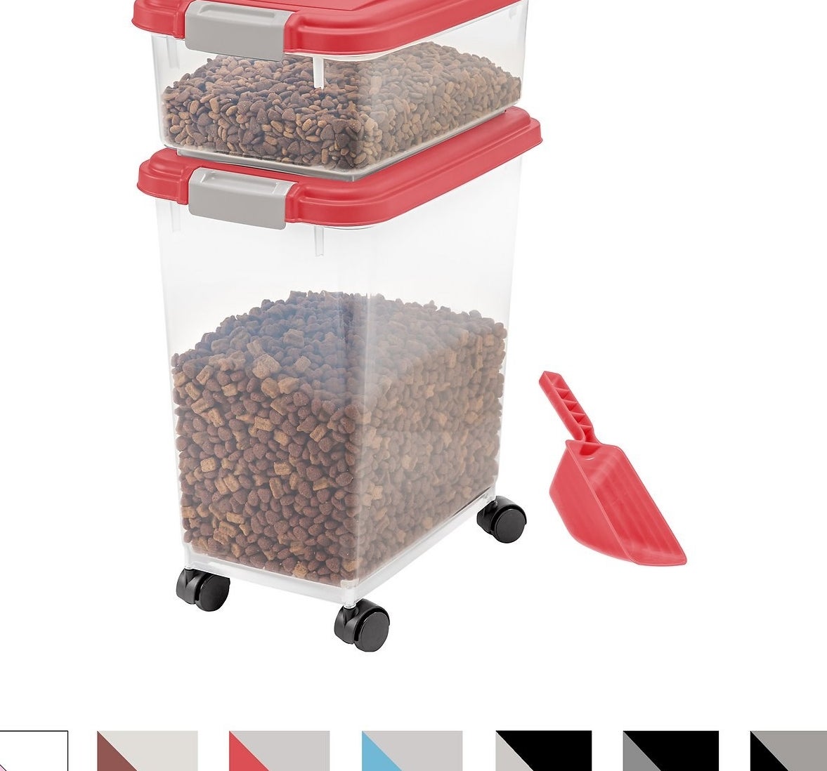 The garnet red/grey red food storage container and scoop combo