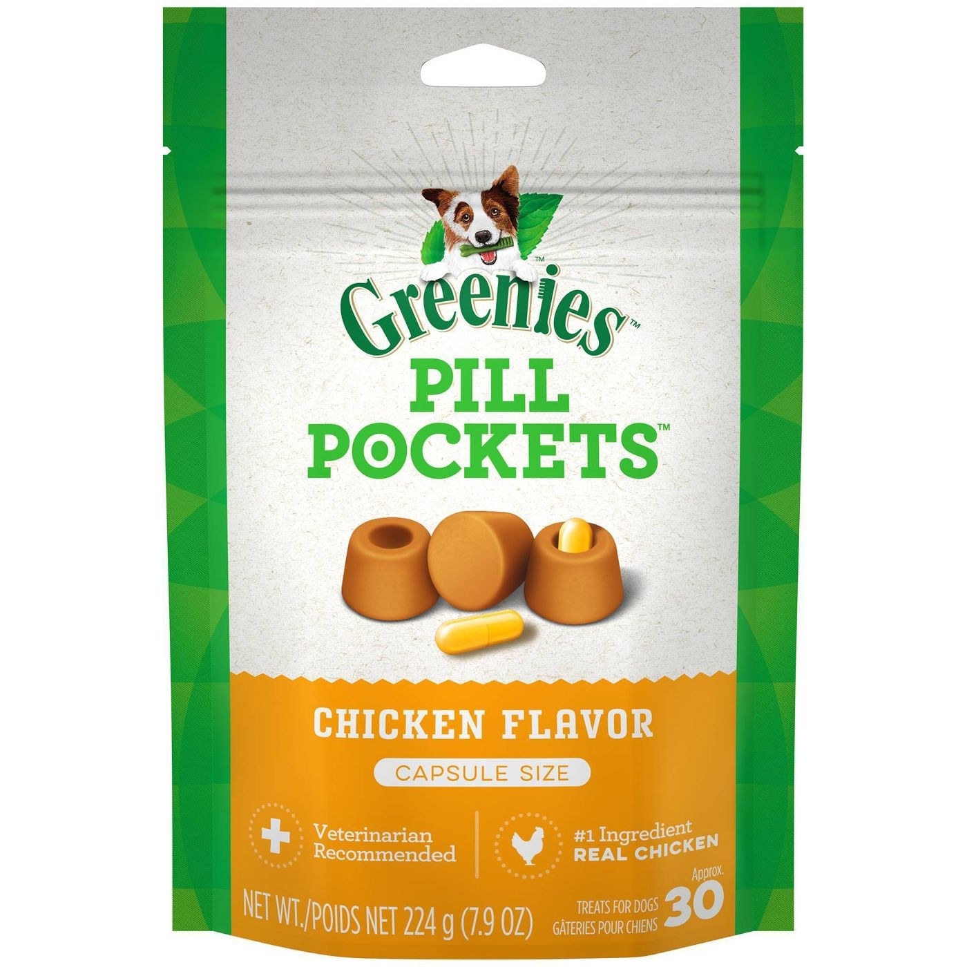 Bag of chicken flavor pill pockets