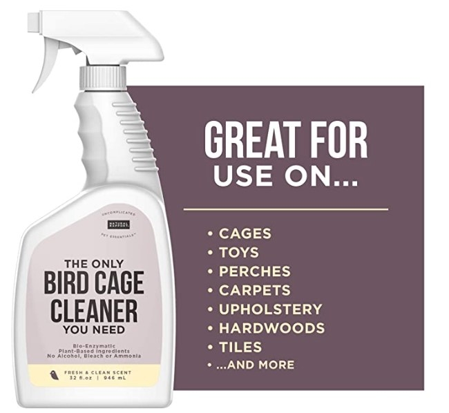 a spray of the bird cage cleaner
