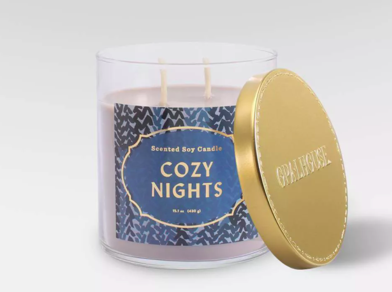 The Opalhouse Lidded Glass Jar 2-Wick Candle in Cozy Nights
