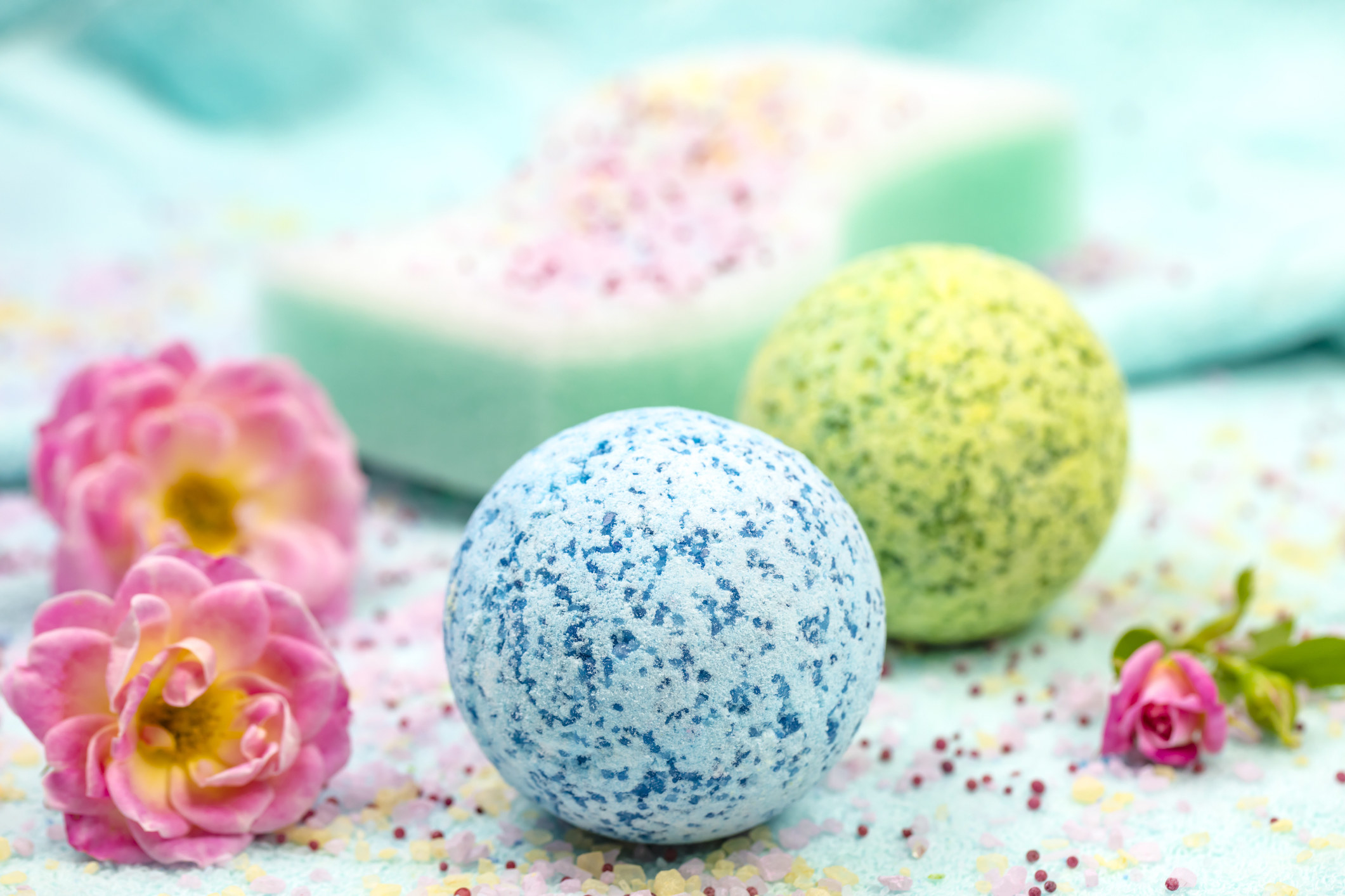 Two bath bombs arranged together