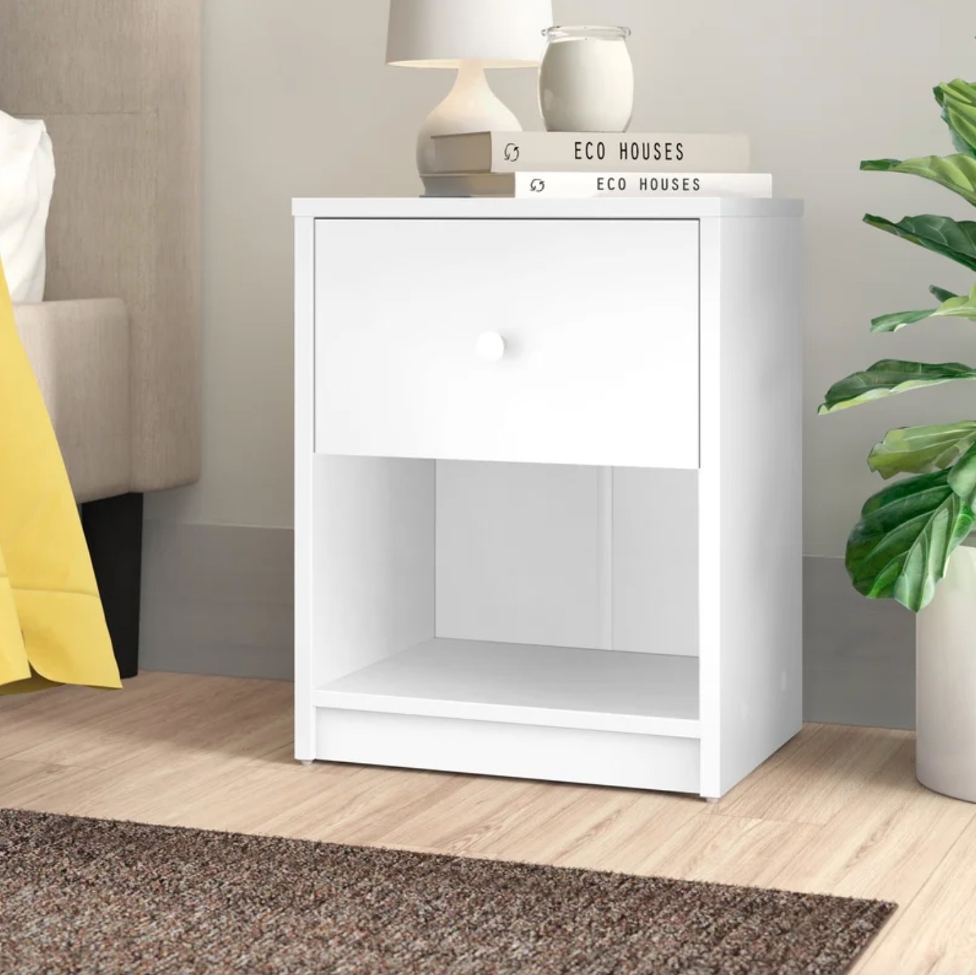 The one drawer nightstand in white