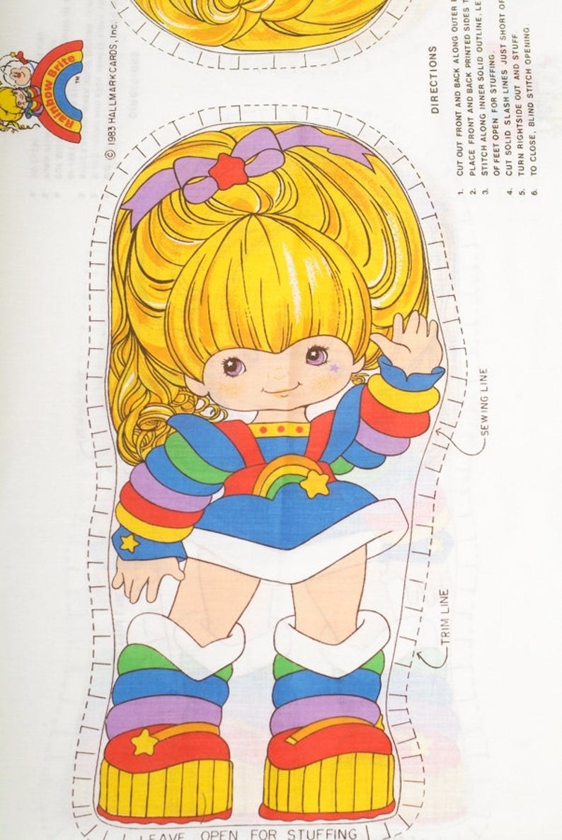A pattern for a Rainbow Brite cut and sew doll
