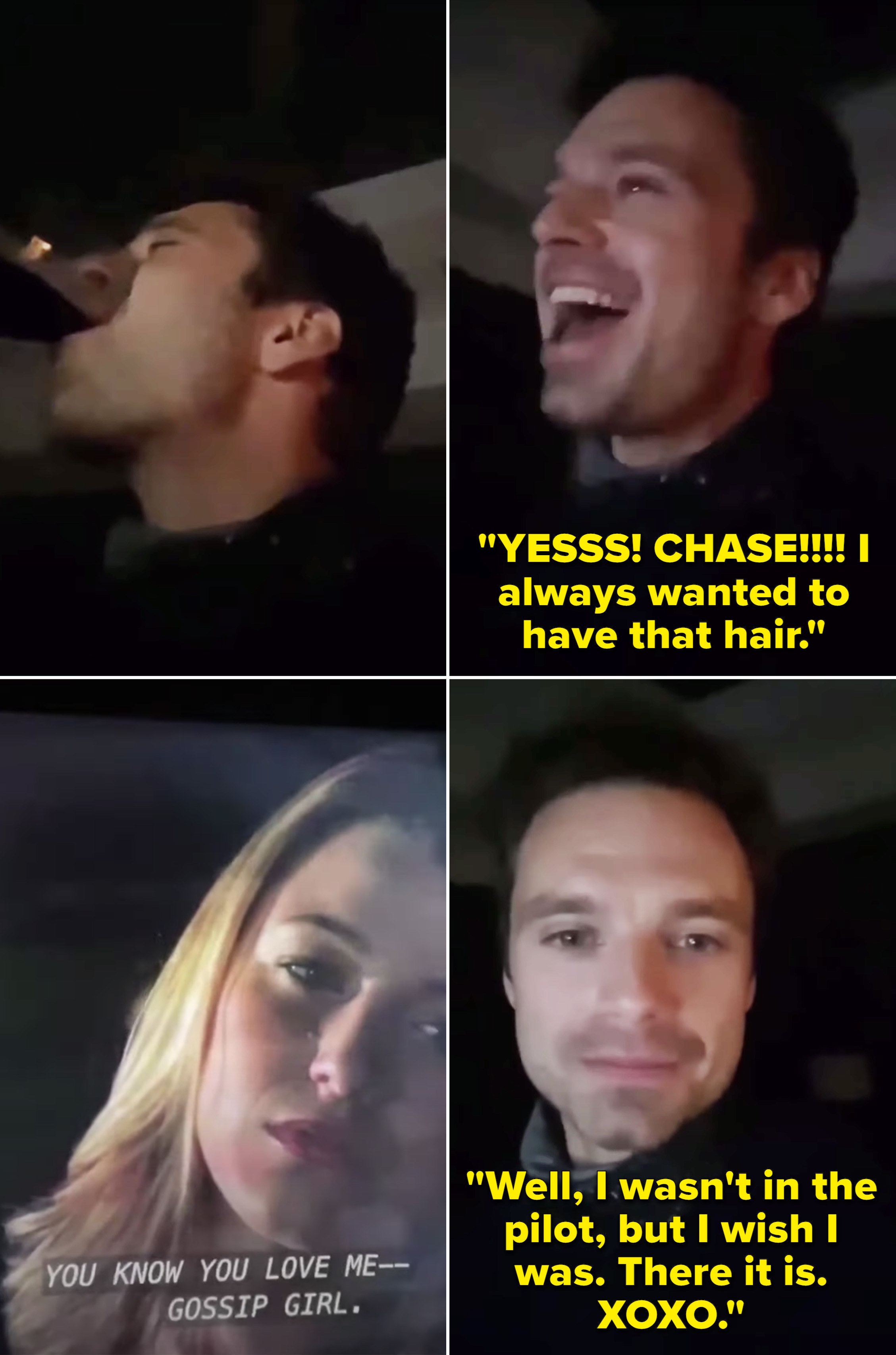 Sebastian screaming about Chase Crawford and saying he wishes he was in the pilot