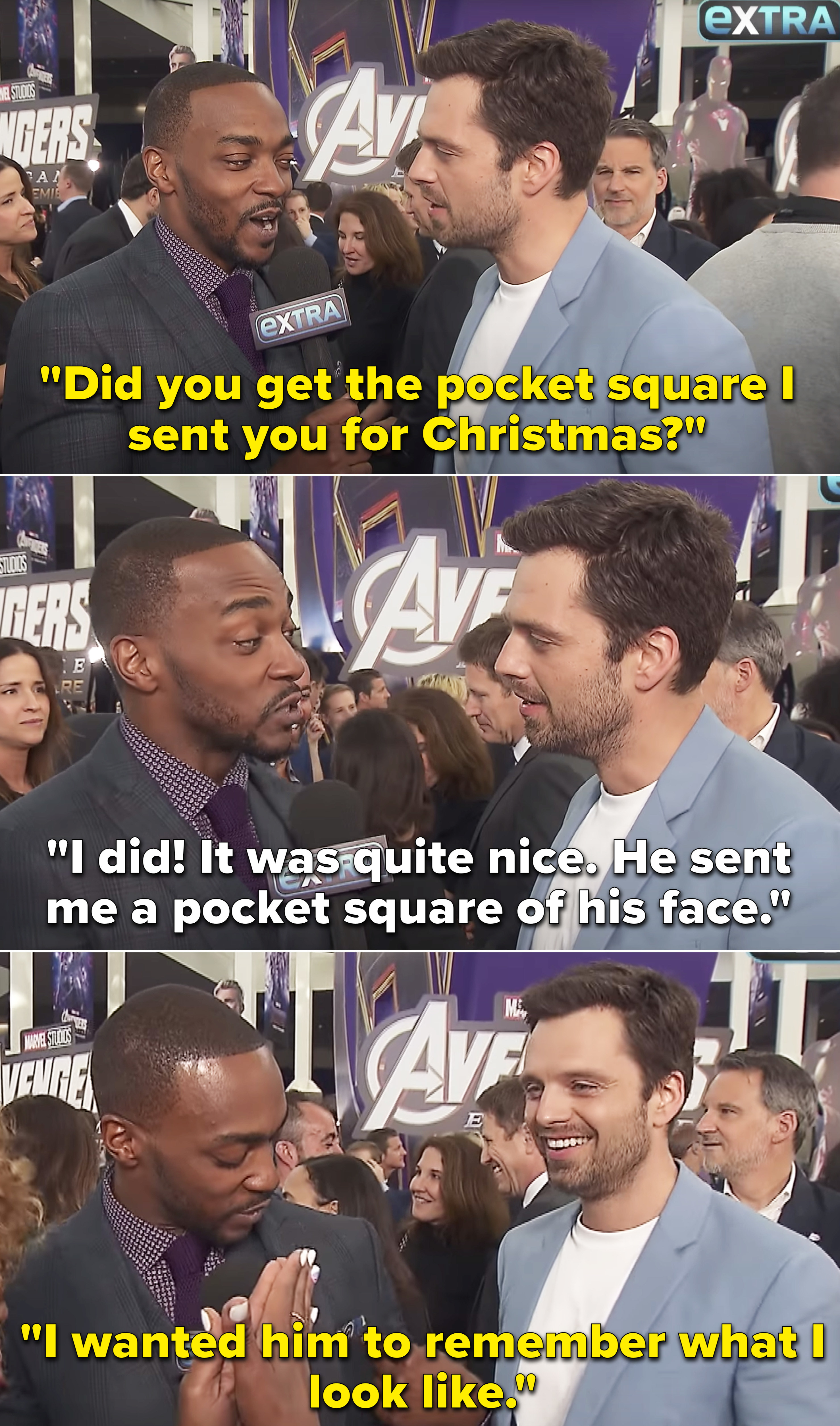 Sebastian asking Anthony if he got the pocket square he sent him for Christmas