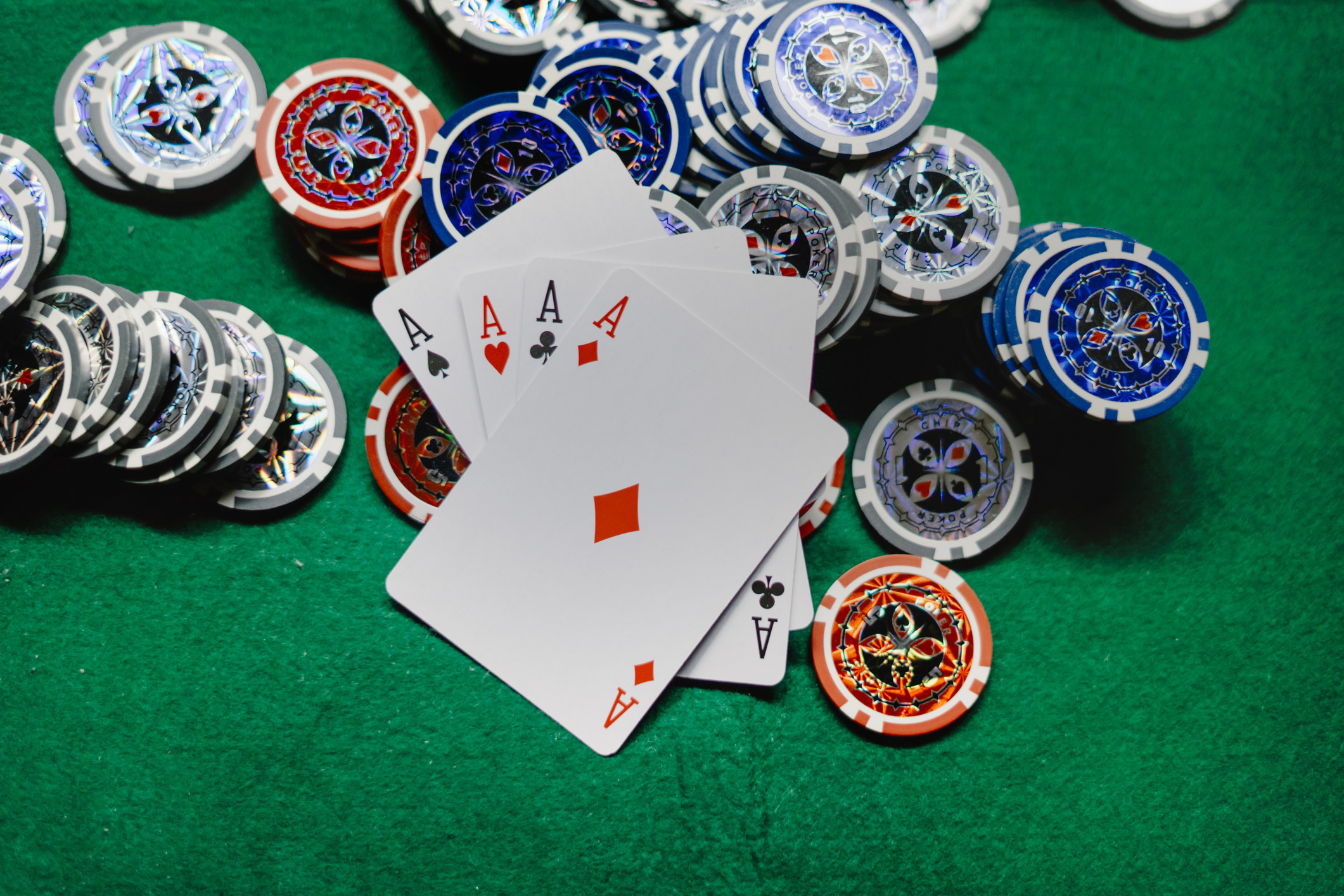 Cards and chips on a casino table