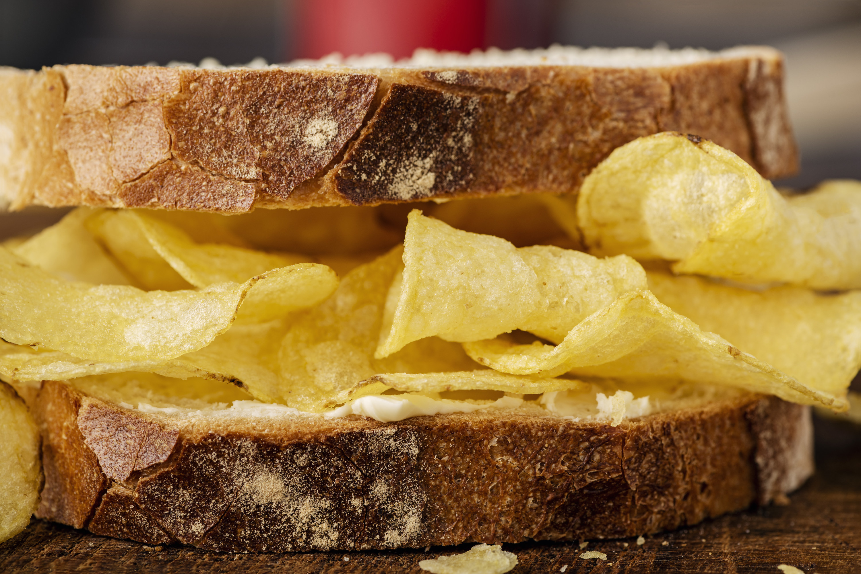 Potato chips on a sandwich