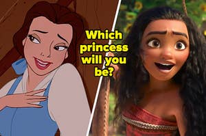 Paige O'Hara as Belle in the movie "Beauty and the Beast" and Auliʻi Cravalho as Moana in the movie "Moana."