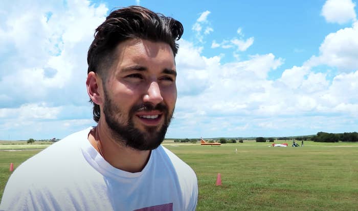 Jeff standing in a field where the skydives take place