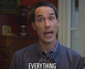 Gif of a character from the show Impastor saying &quot;Everything&quot; 