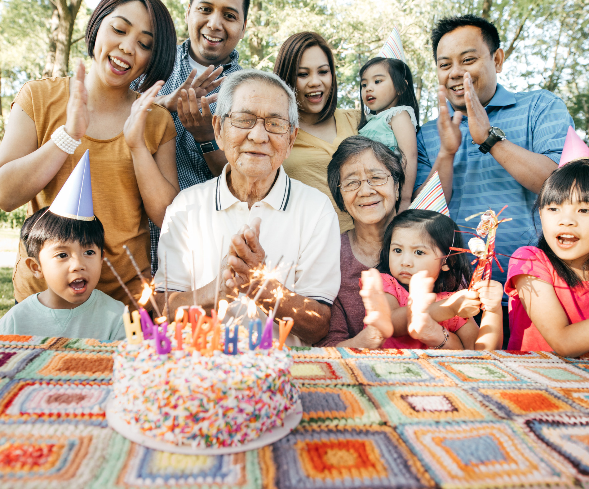 family celebrating birthday