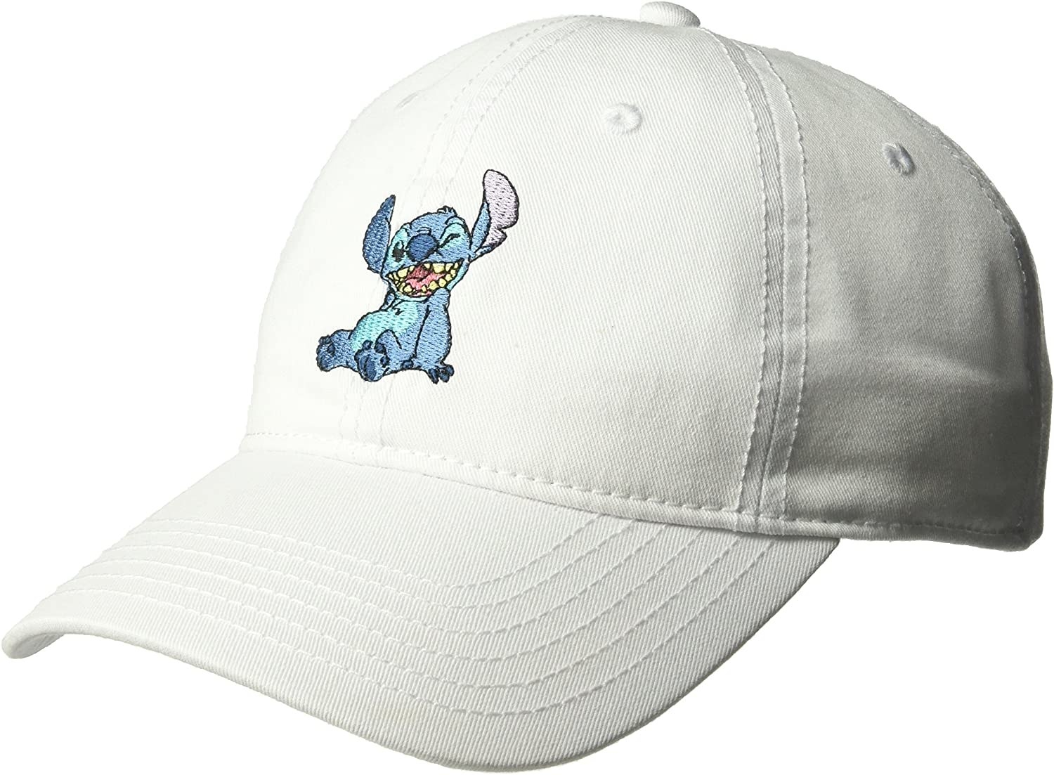 a white baseball hat with a stitch patch on the front