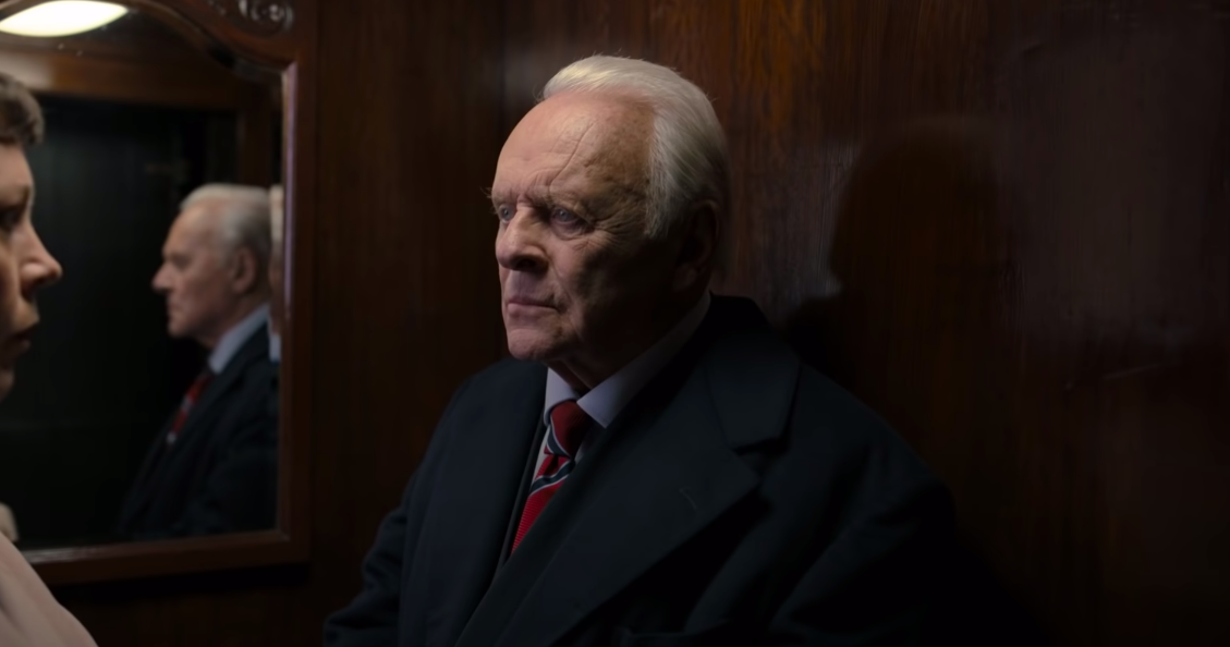 Anthony Hopkins looking angry in &quot;The Father&quot;