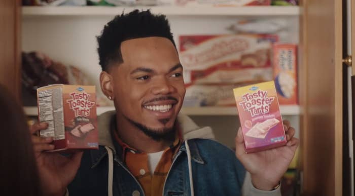 Chance the Rapper holding up two packages of fake Pop-Tarts on &quot;SNL&quot;
