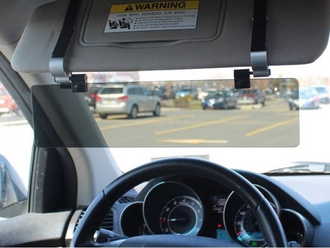 polarized visor clipped on to regular car visor 