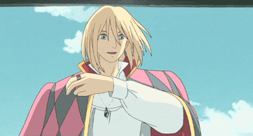 Howl Pendragon jumping off a balcony with his cape flowing in the breeze