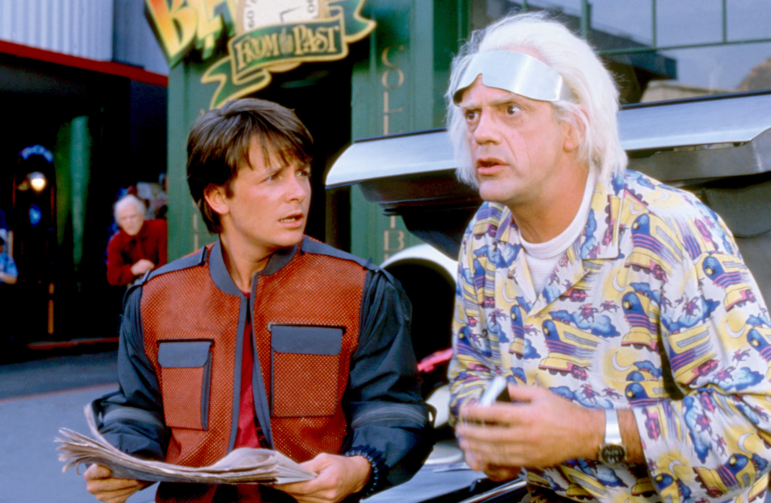 Michael J Fox and Christopher Lloyd in Back to the Future