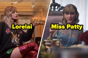 Taylor Swift music videos labeled "Lorelai" and "Miss Patty"